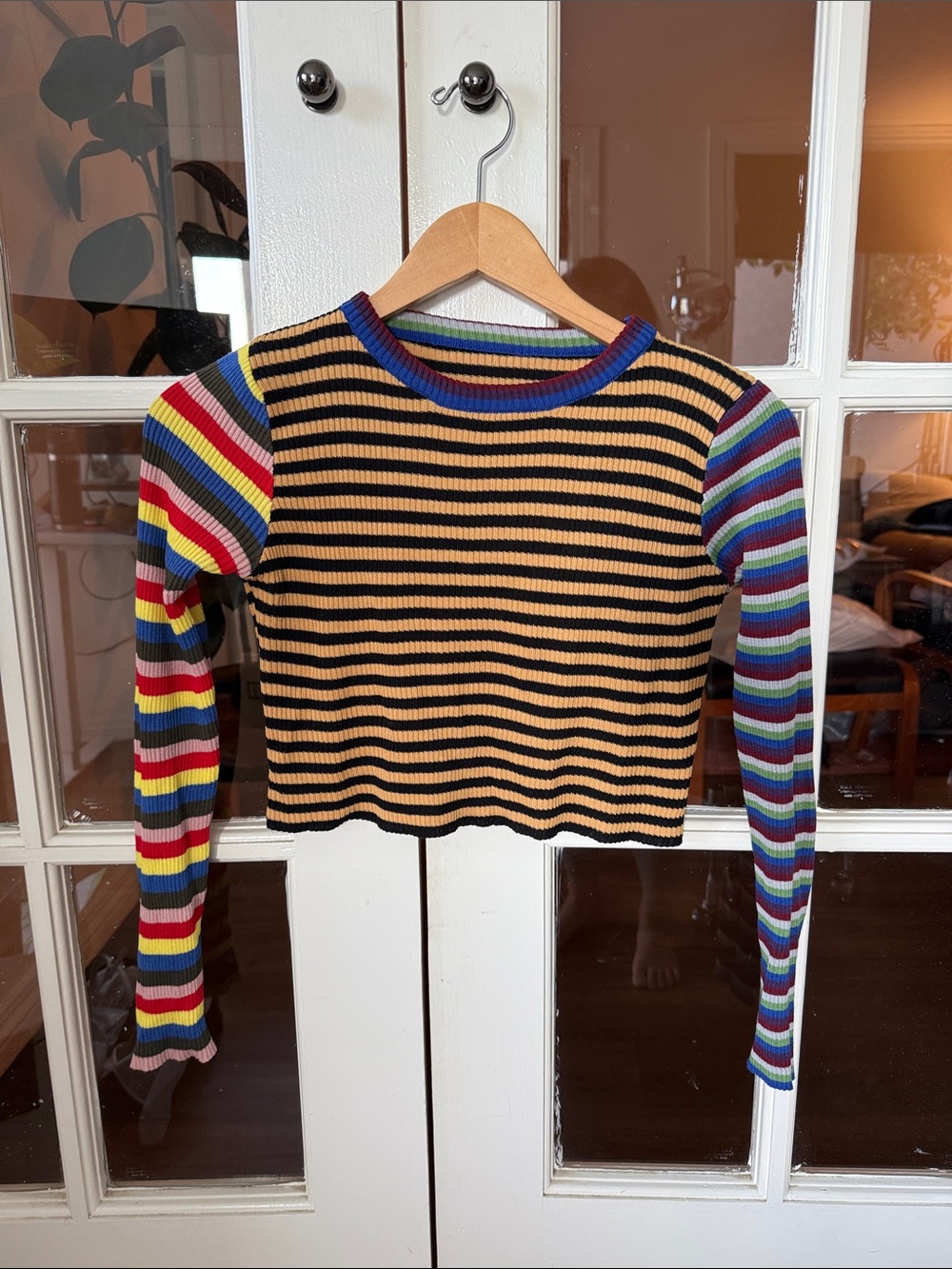 Cute Multicolor Striped Cropped Sweater - VINTAGE UNIQUE FIND